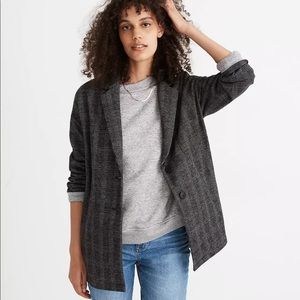 Glen Plaid Knit Oversized Blazer